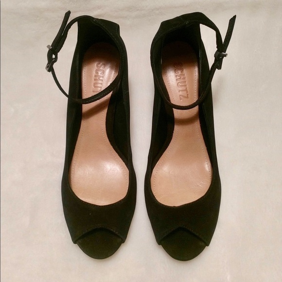 Schutz Liffa Open Toe Suede Pump - Picture 4 of 8